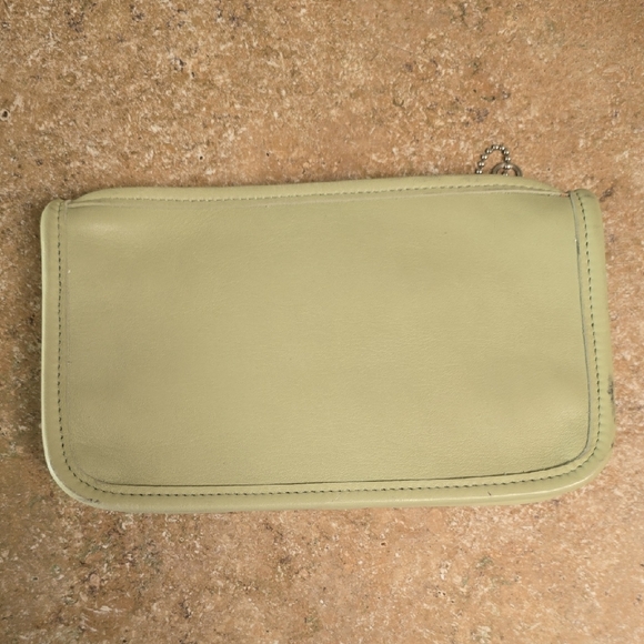 vintage Coach Light Green Leather Clutch - Picture 1 of 5